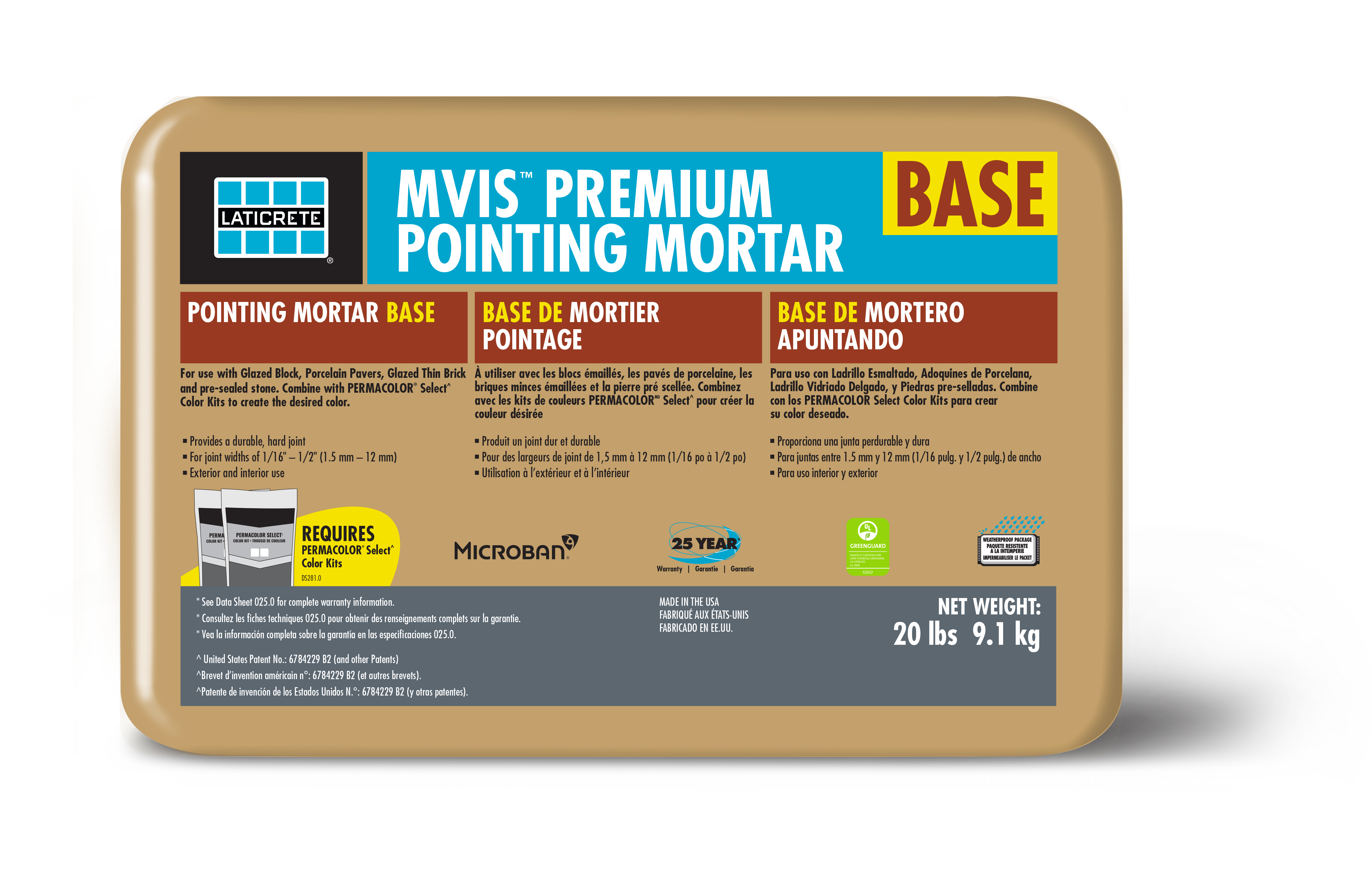 Base de mortier de jointoiement de qualité MVIS<sup>MC</sup>